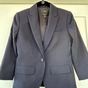 J. Crew Super 120’s Navy 100% Wool 3/4 Sleeve Schoolboy Blazer Size 0P